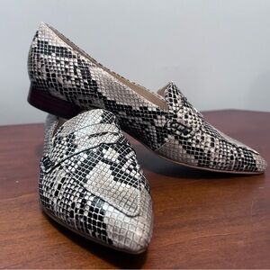 Marc Fisher pointy toe  natural python embossed faux Feud2 loafer